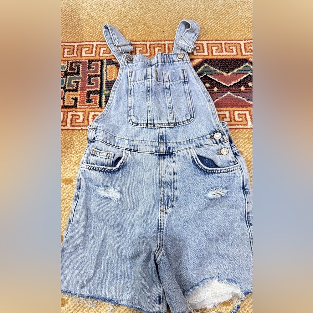 Zara Light Blue Denim Overalls